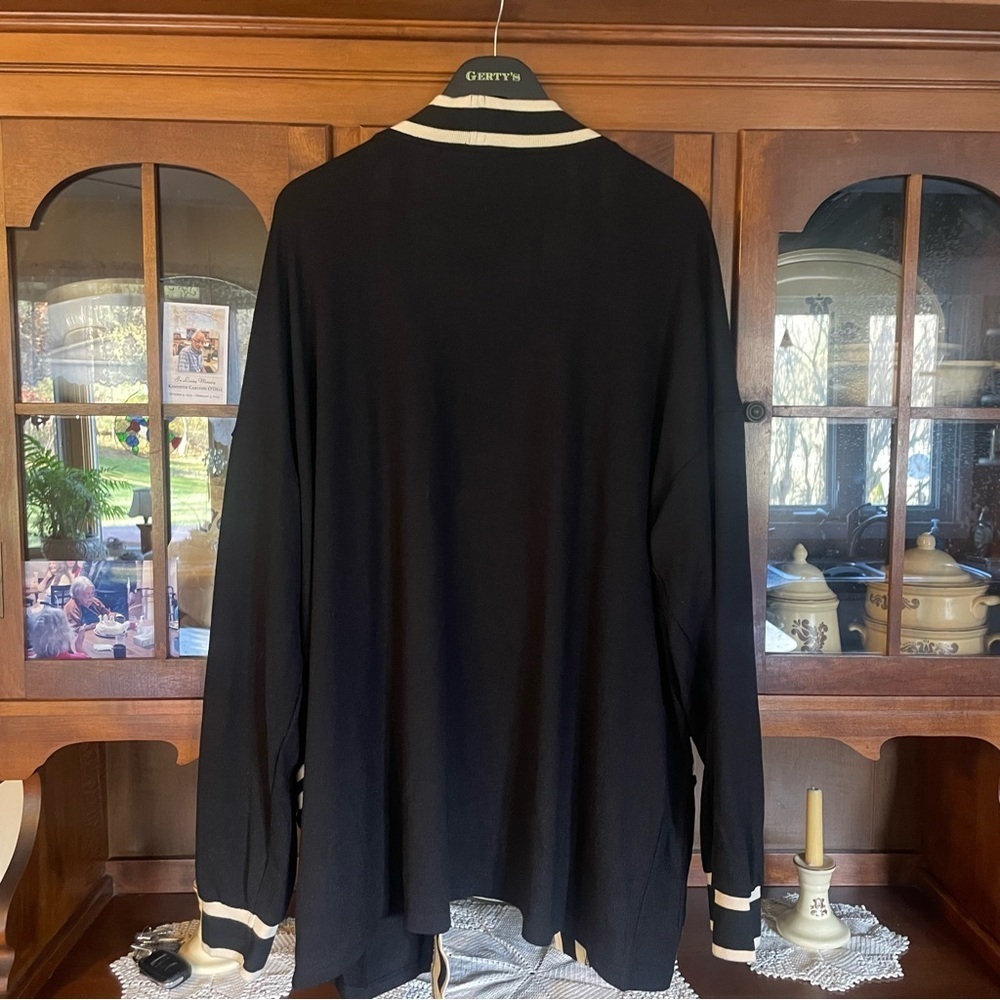 INCERUN Black and White Open Front Cardigan front pockets size 2XL - Picture 2 of 6